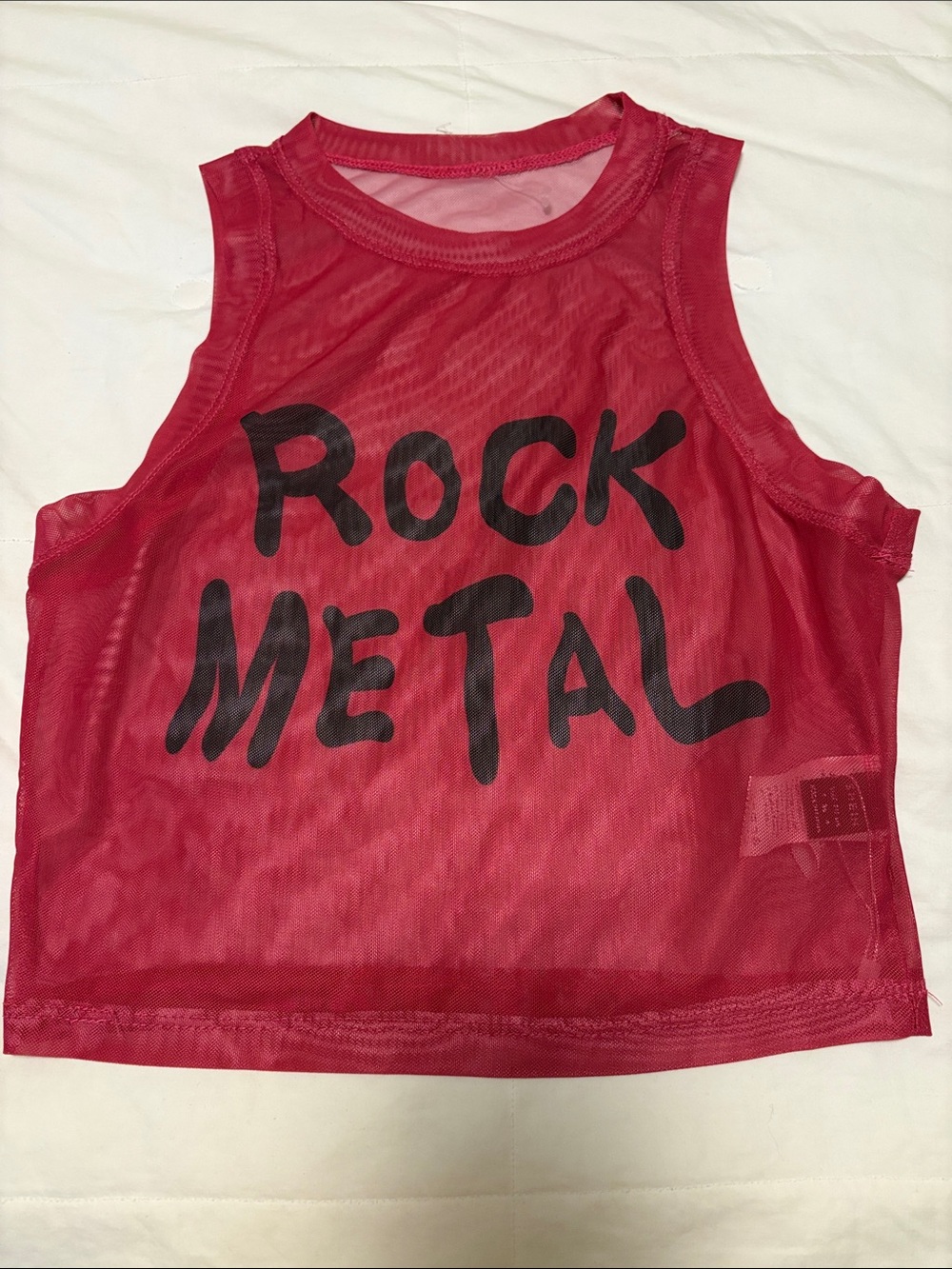 SHEIN Red Mesh 'Rock Metal' Tank Top for Kids